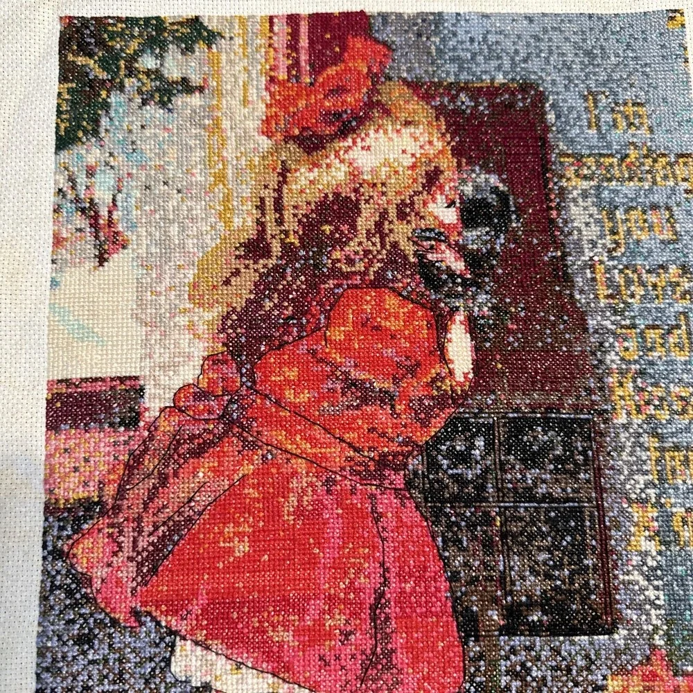 Vintage Completed Christmas Girl Dress Telephone Holiday‎ Unframed Toys Doll